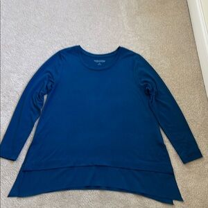 Soft Surroundings PetiteTeal Blue Relaxed Long Sleeve Tunic